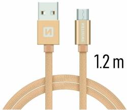 SWISSTEN Adatkábel Swissten textil Micro-USB konektorom gyorstöltéssel, Gold (71522204)