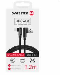 SWISSTEN Adatkábel Swissten USB/USB-C textil, gyorstöltés támogatással, fekete (71528000)