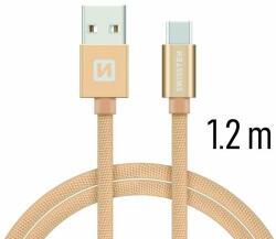 SWISSTEN Adatkábel Swissten textil USB-C konnektorral gyorstöltéssel, Gold (71521204)