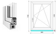 90x120 cm, bukó-nyíló, jobbos, fehér, háromrétegű üvegezésű EkoSun 70 CL műanyag ablak