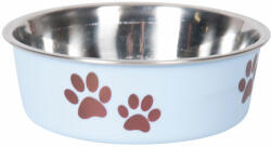 Karlie Karlie rozsdamentes acél etetőtál kutyáknak mancs motívummal, világoskék- 300 ml, Ø 12 cm