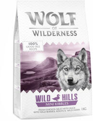 Wolf of Wilderness 1kg Wolf Of Wilderness Adult ''Wild Hills'' kacsa - gabonamentes száraz kutyatáp - Új: MINI krokettben
