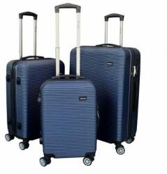  3 db-os bőröndszett, strapabíró 4 kerékkel, számzárral, kék (260000429)