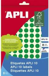 APLI Etikett, 10 mm kör, kézzel írható, színes, zöld, 1008 etikett/csomag (2733)