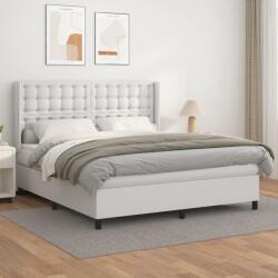 vidaXL fehér műbőr rugós ágy matraccal 160 x 200 cm (3132508) - vidaxl