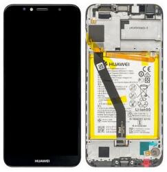 Huawei Y6p, Honor 9A Előlap keret+LCD Kijelző+Érintőüveg+Akkumulátor, Fekete, Black (02353LKV) Service Pack