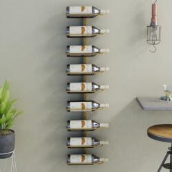 vidaXL arany vas falra szerelhető bortartó állvány 9 palacknak (340901)