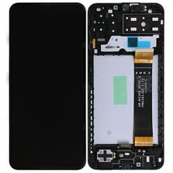 Samsung A135F Galaxy A13 4G Előlap Keret+LCD Kijelző+Érintőüveg, Fekete, Black (GH82-28508A, GH82-28653A) Gyári, Service Pack
