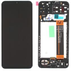 Samsung A137 Galaxy A13 4G Előlap Keret+LCD Kijelző+Érintőpanel, Fekete, Black (GH82-29227A, GH82-29228A) Gyári, Service Pack