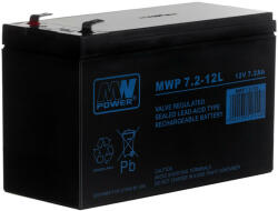 MPL Power Elektro MPL MW POWER MWP 7.2-12L UPS battery Lead-acid accumulator VRLA AGM Maintenance-free 12 V 7, 2 Ah Black (MWP 7.2-12L) - pcone