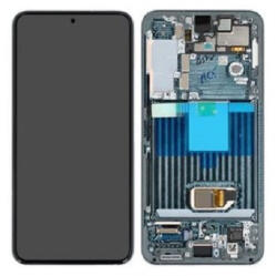 Samsung S901 Galaxy S22 Előlap keret+LCD Kijelző+Érintőüveg, Zöld (GH82-27520C, GH82-27521C) Service Pack