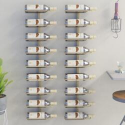 vidaXL 2 db arany vas falra szerelhető bortartó állvány 9 palacknak (340903) - vidaxl