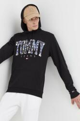 Tommy Hilfiger hanorac de bumbac barbati, culoarea negru, cu glugă, cu imprimeu 9BYX-BLM0YG_99X