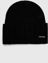Calvin Klein caciula de lana culoarea negru, de lana, din tesatura neteda 9BYX-CAM09C_99X