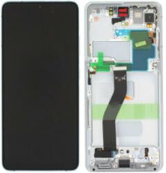 Samsung GH82-26035B Gyári Samsung Galaxy S21 Ultra AMOLED kijelző érintővel Ezüst (Phantom Silver) kerettel előlap (GH82-26035B)