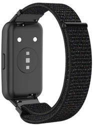 Huawei Band 7 / Honor Band 7, textíl pótszíj, nylon, tépőzáras, állítható, légáteresztő, fekete