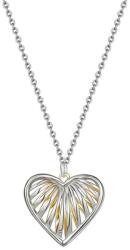 Ekszer Eshop 925 Ezüst nyaklánc - kétszínű szív medál, kivágásokkal