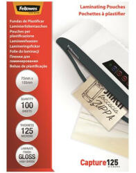 Fellowes Meleglamináló fólia, 125 mikron, 75x105 mm, fényes, 100 db, FELLOWES (IFW53069) (IFW53069)