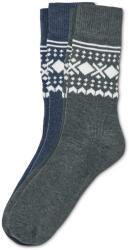 Tchibo 2 pár férfi zokni, norvégmintás, szürke/kék 1x szürke, fehér belekötött mintával, 1x kék, fehér belekötött mintával 41-43