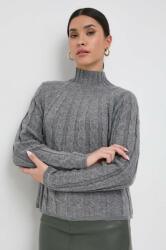 MARELLA gyapjú pulóver könnyű, női, szürke, félgarbó nyakú - szürke L