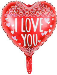 Mezőfi Team Kft Fólia lufi, szív, I love You, piros, csipkés, 45 cm