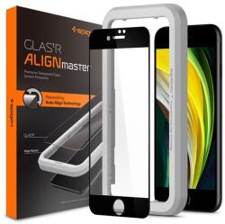 Spigen ALM FC képernyővédő üveg (2.5D, ujjlenyomatmentes, extra karcálló, 9H, ultravékony, 0.3mm, színkiemelés) FEKETE Apple iPhone 7 4.7, Apple iPhone 8 4.7, Apple iPhone SE 2 (2020), Apple (AGL01294)