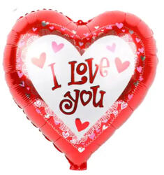 Mezőfi Team Kft Fólia lufi, szív, I love You, piros, keretes, 45 cm