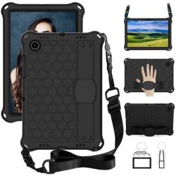 Gigapack Defender szilikon telefonvédő (közepesen ütésálló, kitámasztó, méhsejt minta + kézpánt, vállpánt) FEKETE Samsung Galaxy Tab A8 10.5 WIFI (2021) SM-X200, Samsung Galaxy Tab A8 10.5 LTE (2 (GP-121400)