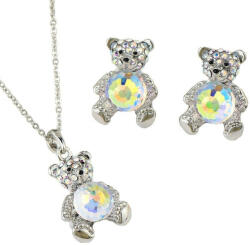  Platinával bevont maci szett színjátszó gömb alakú Swarovski kristállyal (0489. ) (G100135E09Y-G300384E09Y)