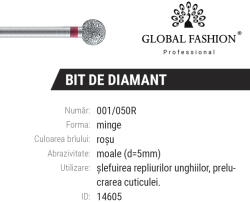Global Fashion Capat de freza electrica, diamant, sfera, rosu, 001/050R