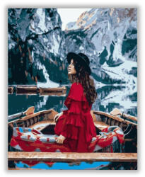 Számfestő Lány piros ruhában - számfestő készlet (crea1149)