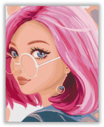 Számfestő Rózsaszín hajú lány - számfestő készlet (crea1167)