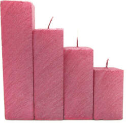 GYD Gyertya rusztikus kapart lépcsős hasáb pink színű metál