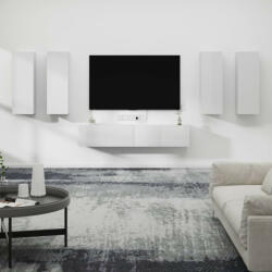vidaXL 6 részes magasfényű fehér szerelt fa TV-szekrényszett (3114346) - balena