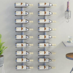 vidaXL 2 db fehér vas falra szerelhető bortartó állvány 9 palacknak (340902)