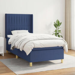 vidaXL kék szövet rugós ágy matraccal 90 x 190 cm (3132119) - balena