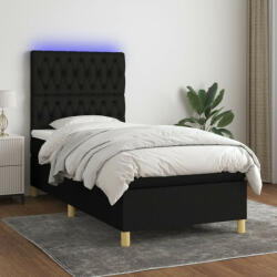 vidaXL fekete szövet rugós és LED-es ágy matraccal 90x190 cm (3135639)