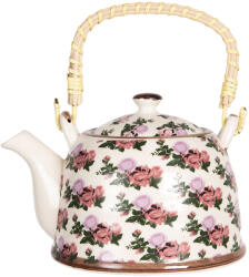 Clayre & Eef Ceainic cu infuzor portelan Rose 18x14x12 cm, 800 ml (6CETE0070L)