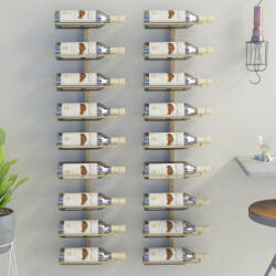 vidaXL 2 db arany vas falra szerelhető bortartó állvány 9 palacknak (340903) - balena