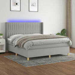 vidaXL világosszürke szövet rugós és LED-es ágy matraccal 160x200 cm (3139053)