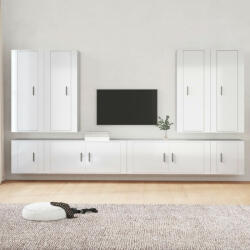 vidaXL 8 részes magasfényű fehér szerelt fa TV-szekrényszett (3188856)
