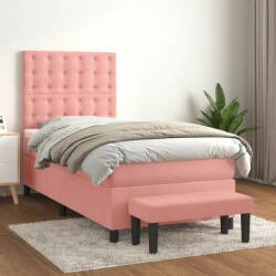 vidaXL rózsaszín bársony rugós ágy matraccal 80 x 200 cm (3138054) - balena