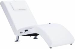 vidaXL Șezlong de masaj cu pernă, alb, piele artificială (281285)