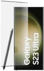 UIQ Folie de protectie din sticla compatibila cu Samsung Galaxy S23 Ultra, grad de protectie 9H, cu margine neagra