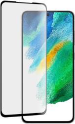 UIQ Folie de protectie din sticla compatibila cu Samsung Galaxy S21 FE, grad de protectie 9H, cu margine neagra
