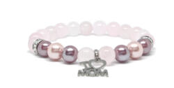 ZAFIR webshop Rózsakvarc-shell pearl (lila, rózsaszín)-I love mom ásvány karkötő