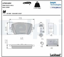 DELPHI set placute frana, frana disc DELPHI LP5016EV (LP5016EV)