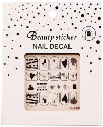 Nail Decal Beauty Sticker - köröm matrica - fekete (194428-ZC0429F)