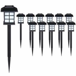 Debau Földbe szúrható napelemes kerti lámpa 12 darabos házikó megjelenésű szolár lámpa készlet (LAMPA_SOLAR_12_HAZIKO)