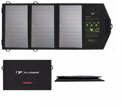 SolarTech Napelemes hordozható töltő telefontöltő 21W ütésálló cseppálló állló összehajtható dual USB csatlakozó (NAPELEMES_TELEFONTOLTO_21W)